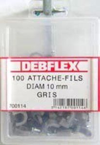 Attache-fils gris pour câble rond 10 mm avec pointe béton par boîte de 100